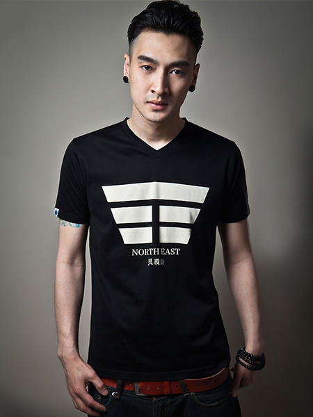 花笙记中国风吉卦之艮覆盌 双丝光棉 修身男v领